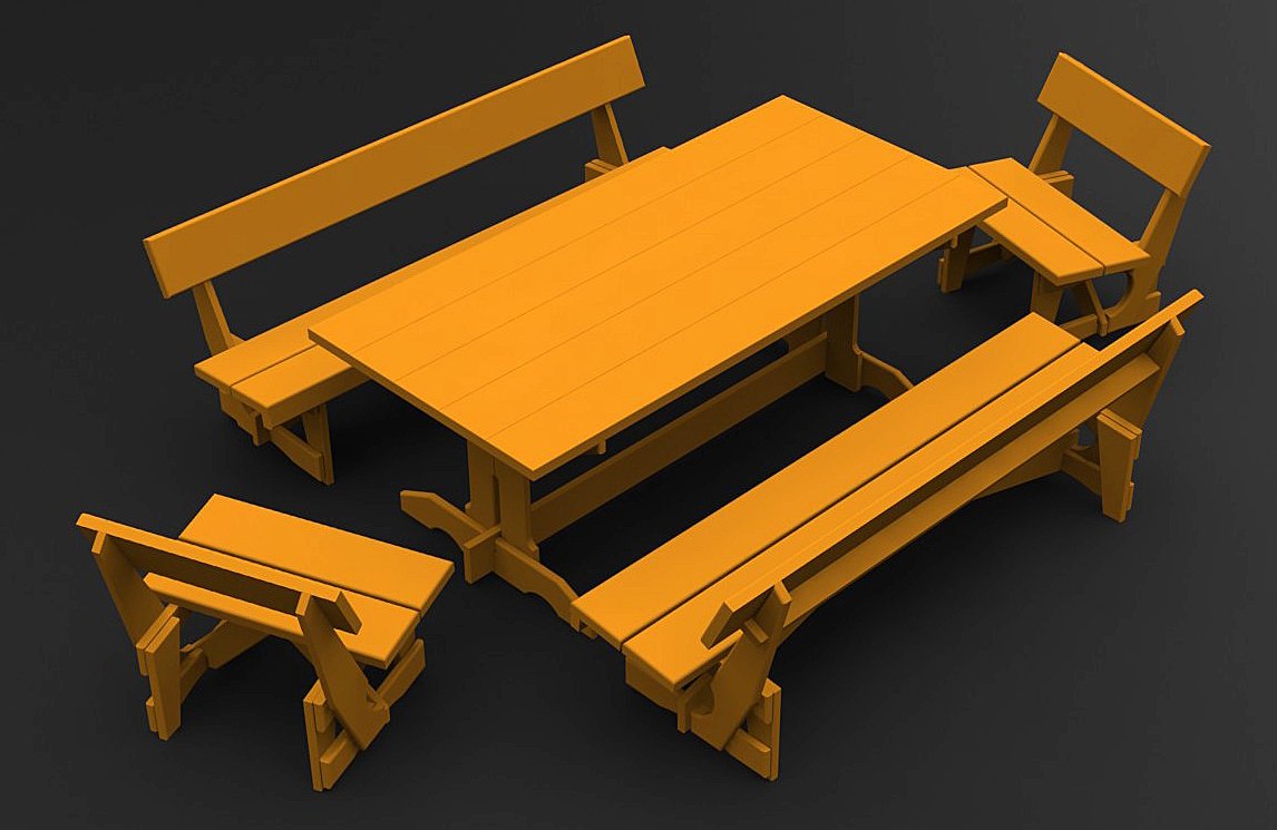 Projekt drewnianych mebli tarasowych