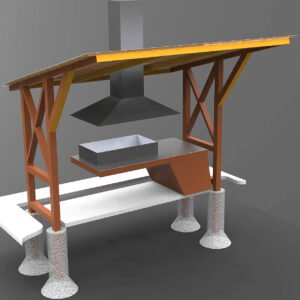 Grill z paleniskiem i kominem stal