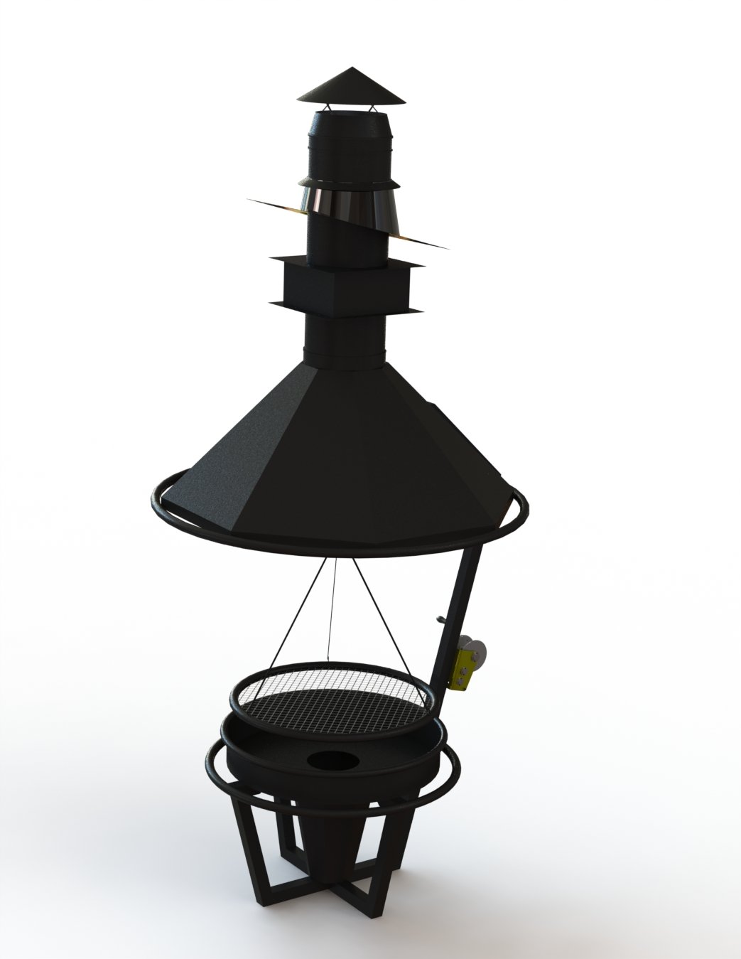 Grill z paleniskiem i kominem stal