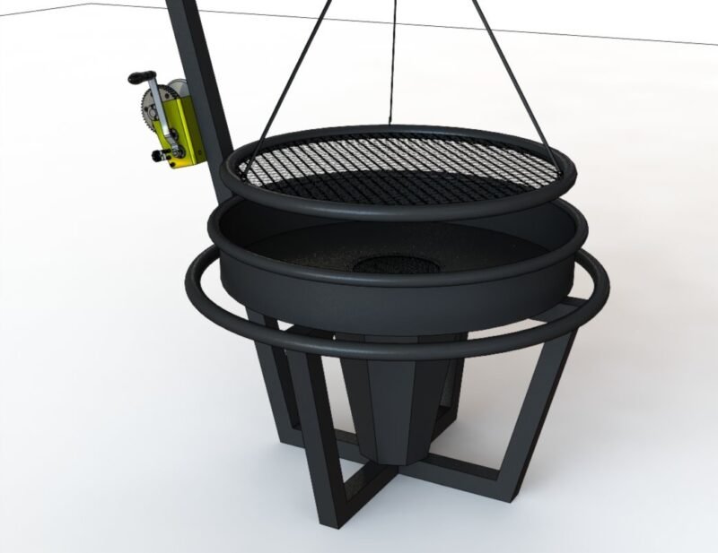 Grill z paleniskiem i kominem stal