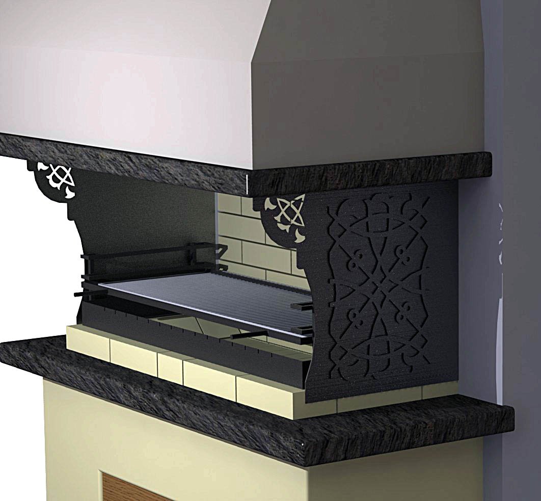 Grill z paleniskiem i kominem stal